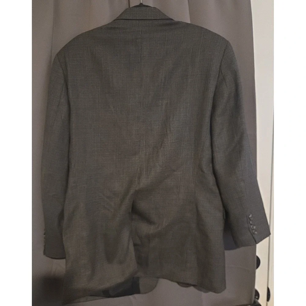 Lauren Ralph Lauren Grey Wool Micro Check Two Button Blazer Men's 41R Sport Coat